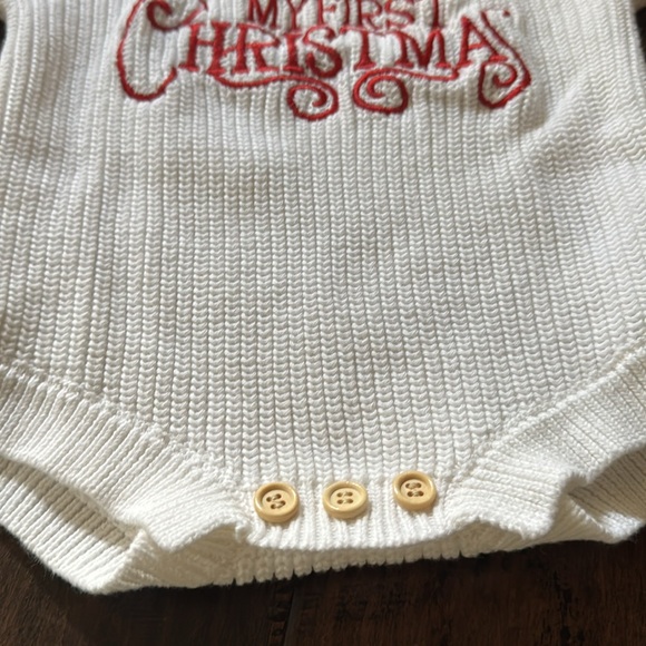 White 'My First Christmas' Knit Baby Onesie - Picture 2 of 3